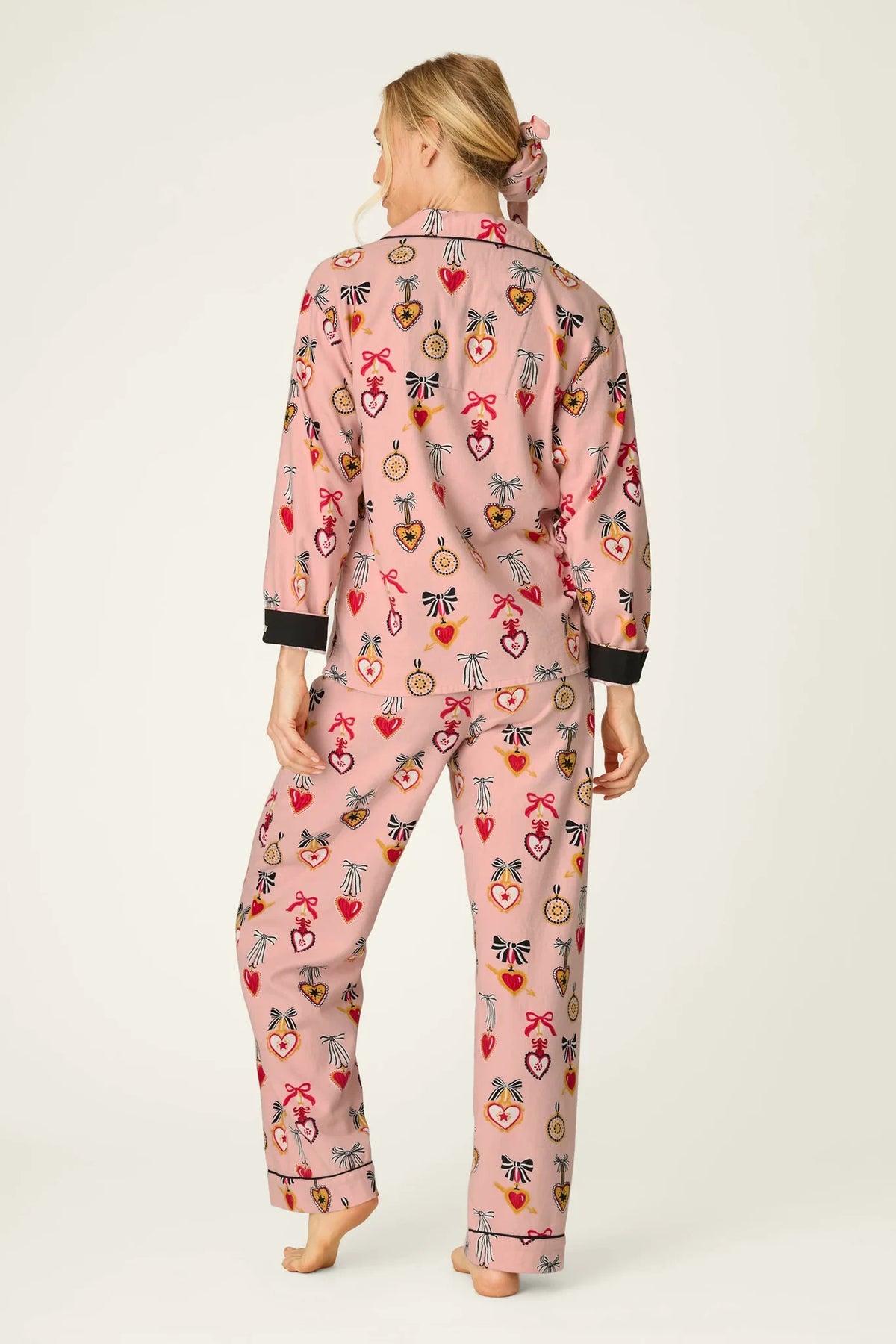 Love Lockets Print 3-Piece Long Sleeve Flannel PJ Set Sleepwear P.J. Salvage