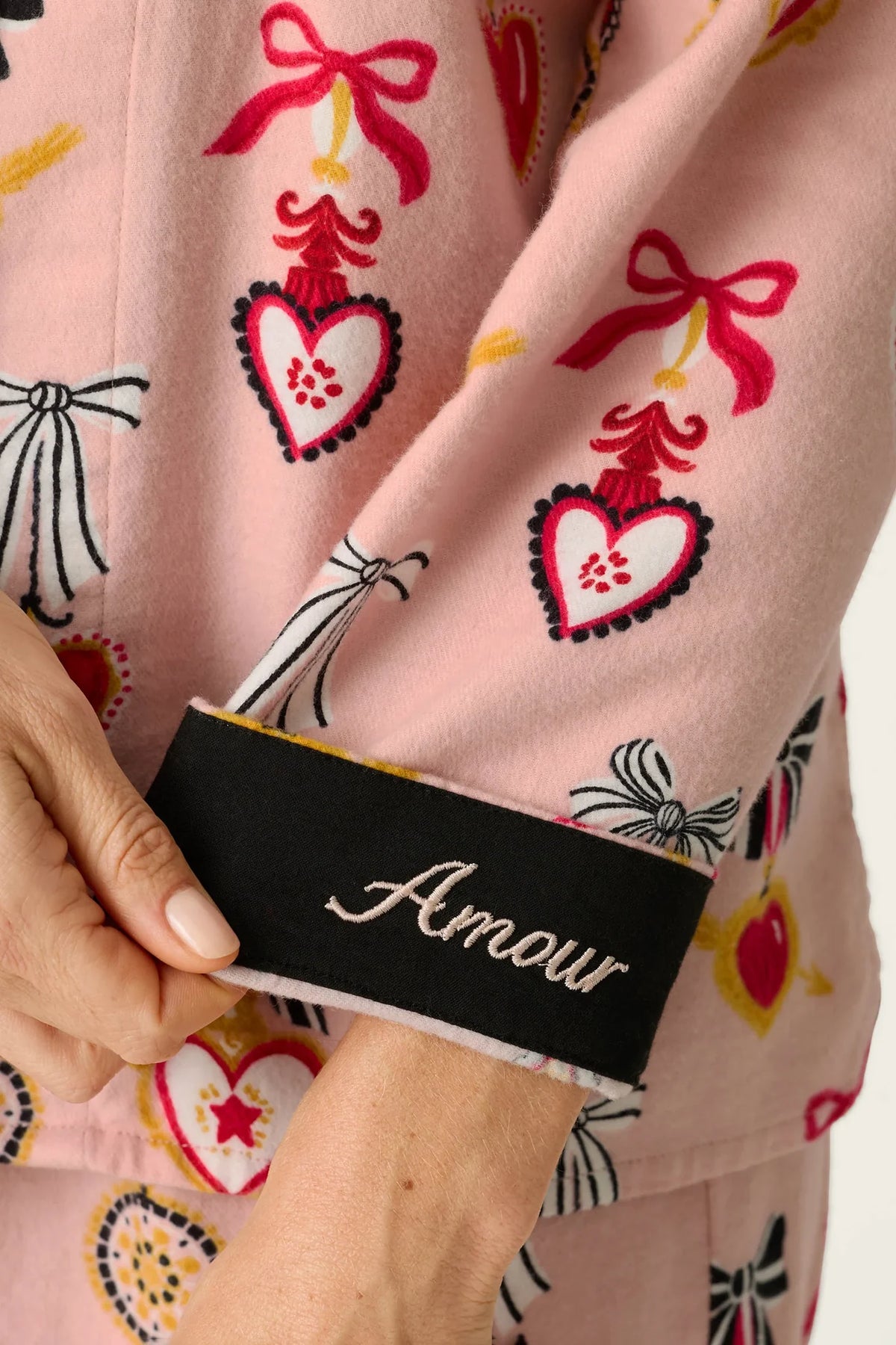 Love Lockets Print 3-Piece Long Sleeve Flannel PJ Set Sleepwear P.J. Salvage
