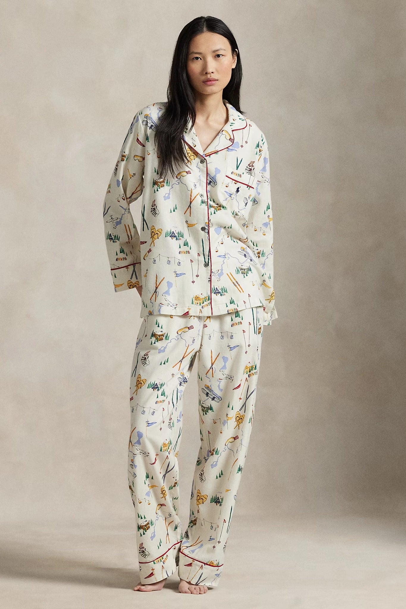 Flannel Printed Long-Sleeve Pajama Set Sleepwear Polo Ralph Lauren