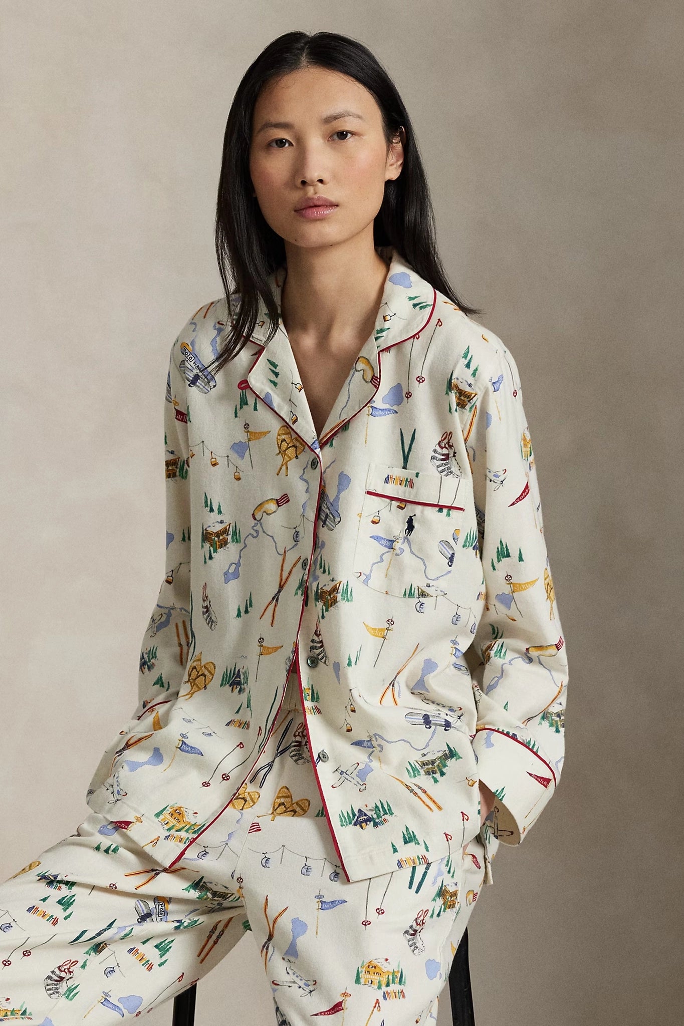 Flannel Printed Long-Sleeve Pajama Set Sleepwear Polo Ralph Lauren