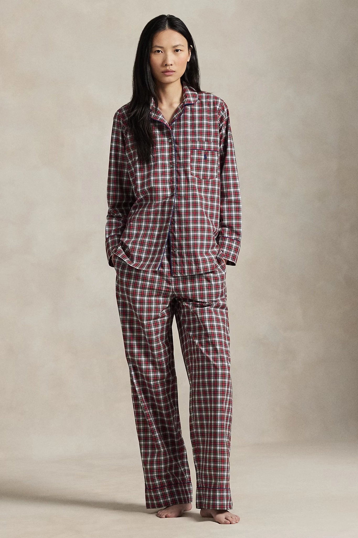 Plaid Poplin Long-Sleeve Pajama Set Sleepwear Polo Ralph Lauren