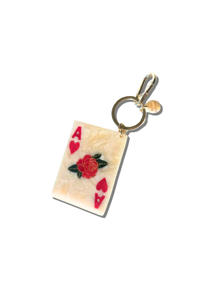 Hand-painted Ace of Hearts Bag Charm + Keychain Accessories Solar Eclipse
