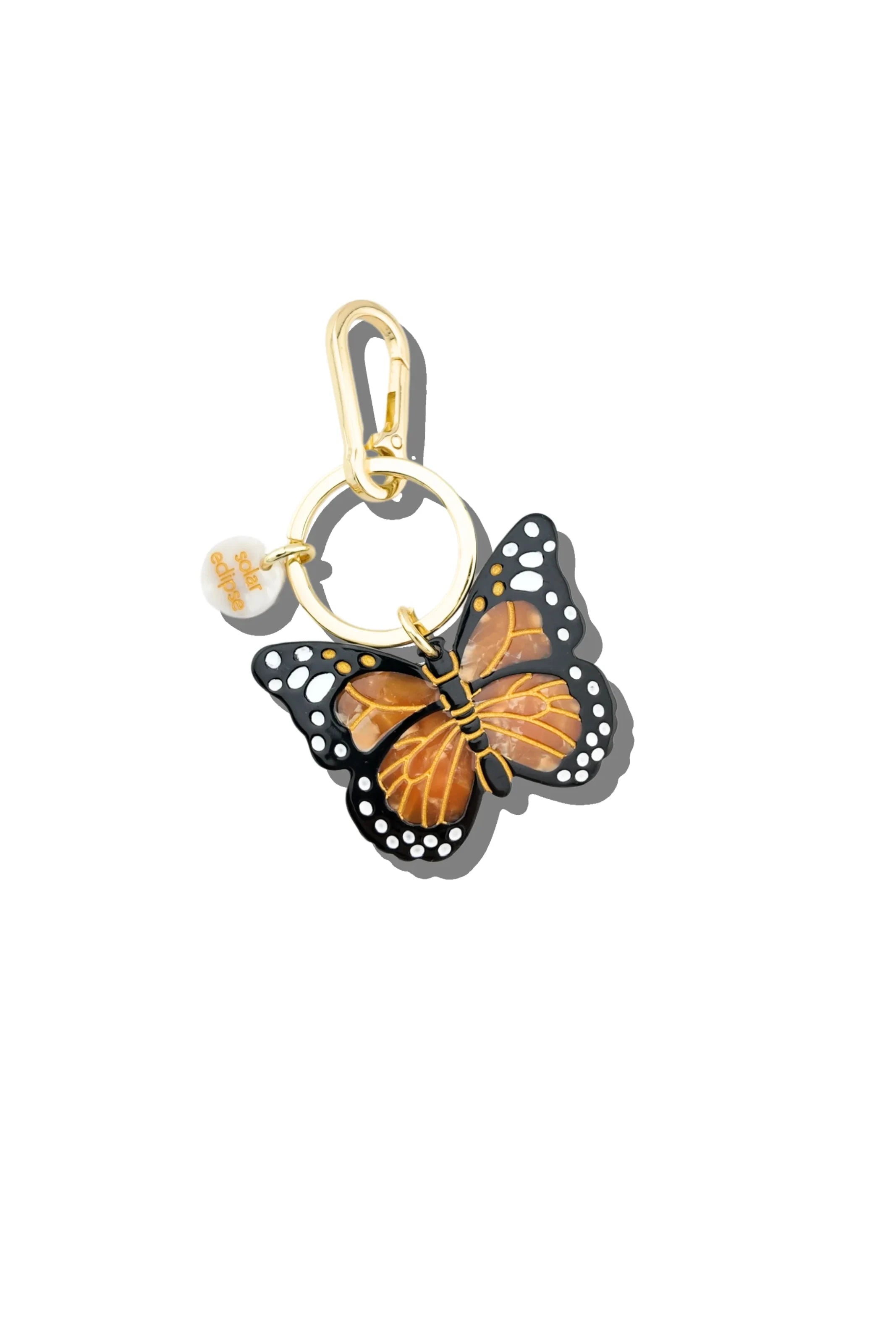 Hand-painted Monarch Butterfly Bag Charm + Keychain Accessories Solar Eclipse