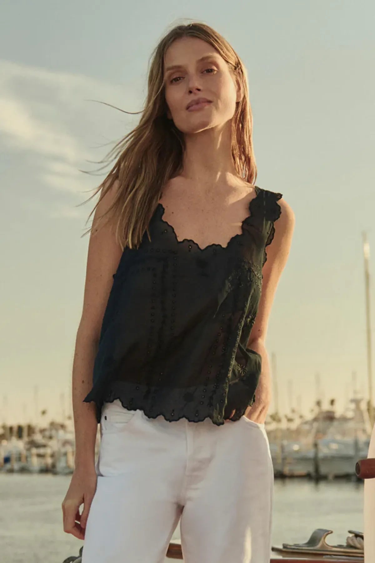The Scalloped Eyelet Tank T-Shirts & Tanks The Great