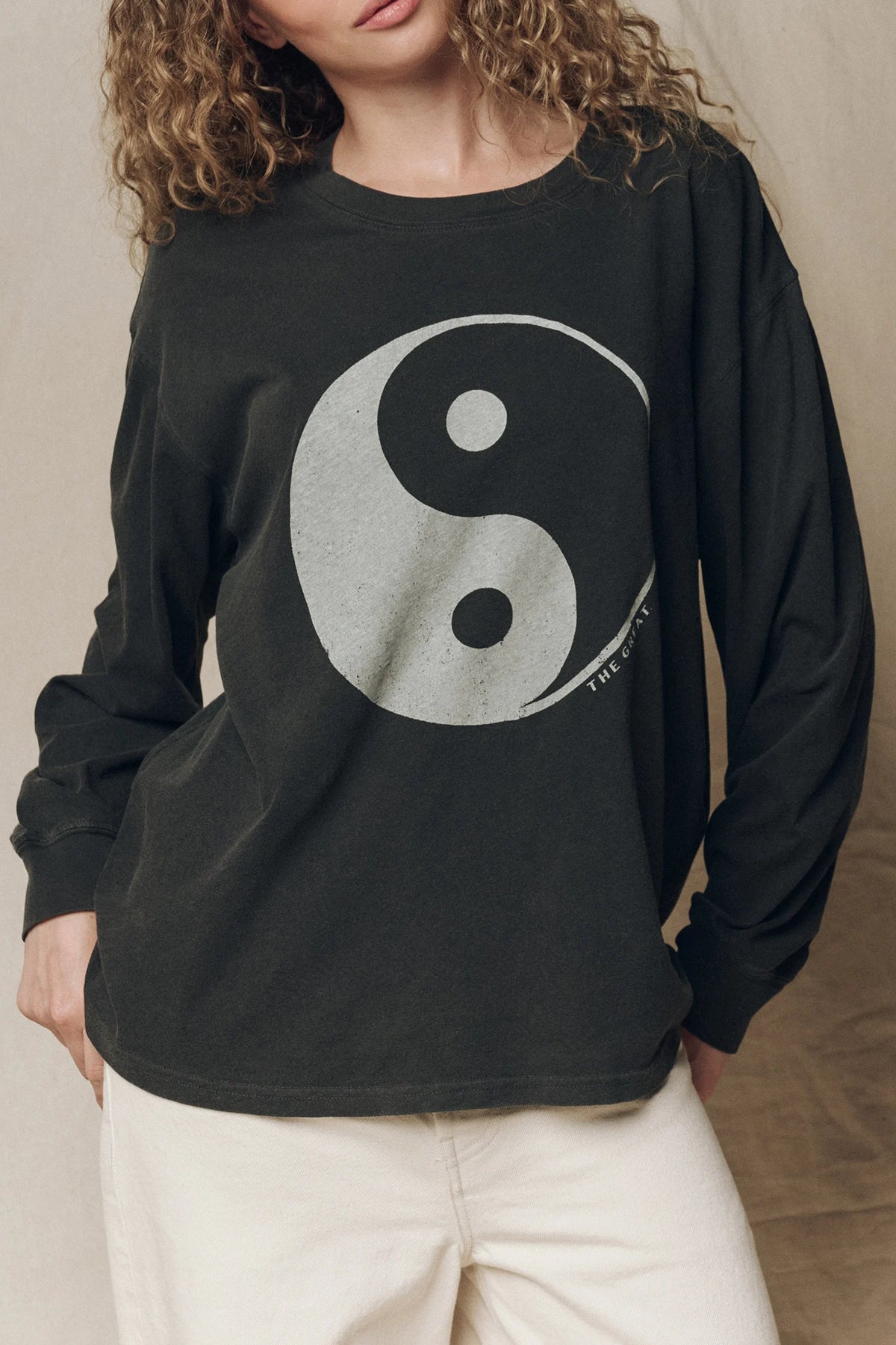 The Long Sleeve Relaxed Crew with Yin Yang Graphic T-Shirts & Tanks The Great