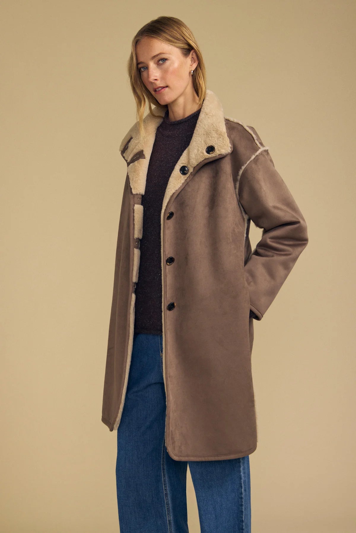 Yves Faux Suede Fur Reversible Coat Jackets &amp; Coats Velvet by Graham &amp; Spencer