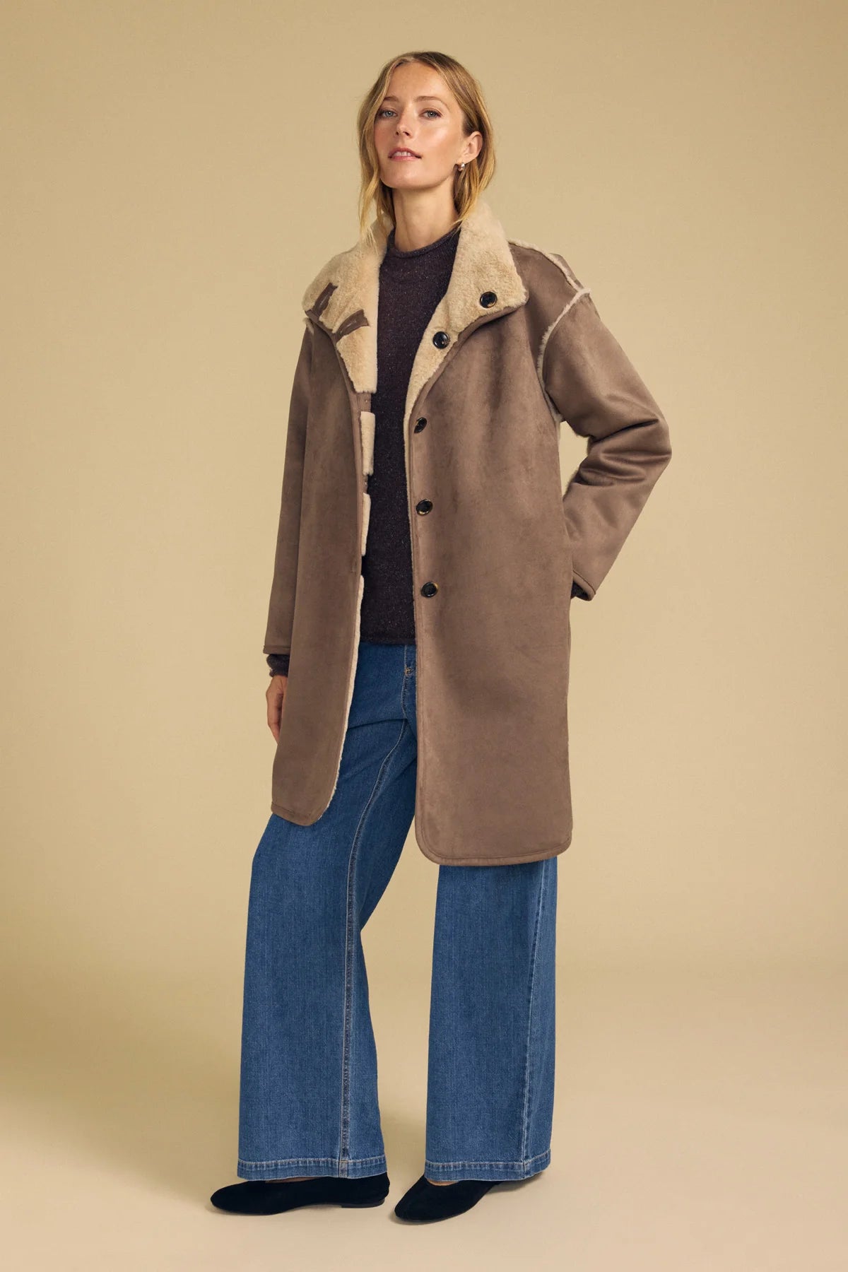 Yves Faux Suede Fur Reversible Coat Jackets &amp; Coats Velvet by Graham &amp; Spencer