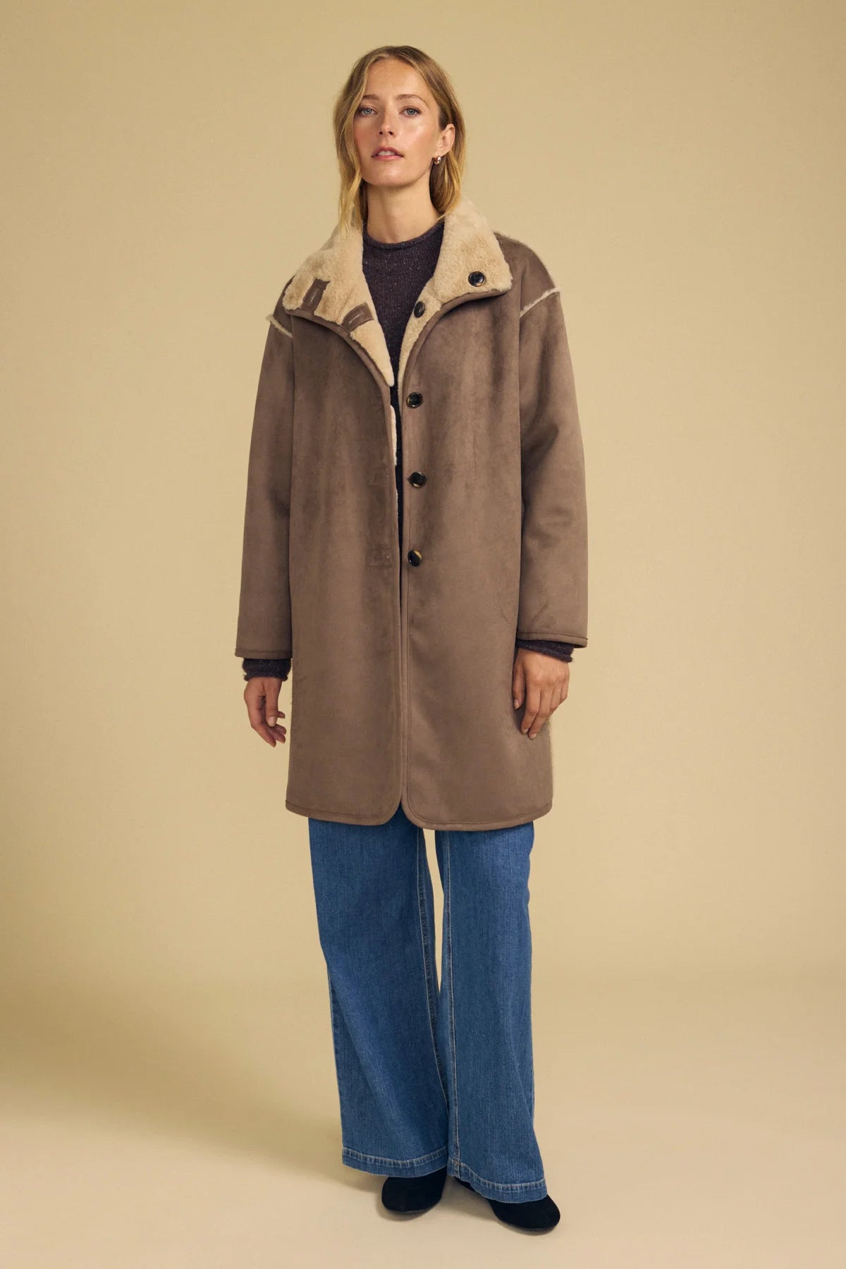 Yves Faux Suede Fur Reversible Coat Jackets &amp; Coats Velvet by Graham &amp; Spencer