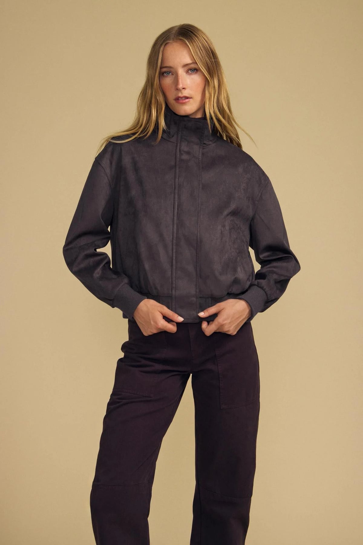 Quincy Faux Suede Bomber Jacket Jackets &amp; Coats Velvet by Graham &amp; Spencer